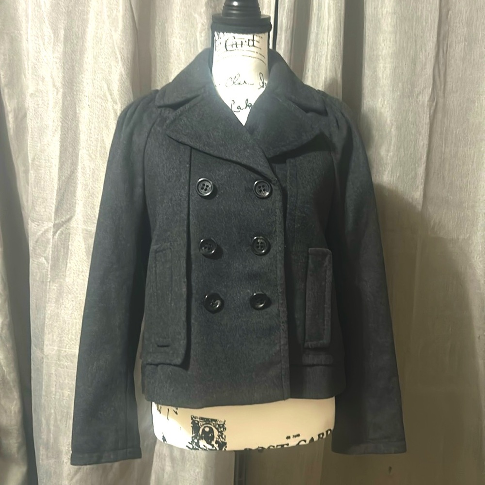 BCBG gray 70% wool pea coat